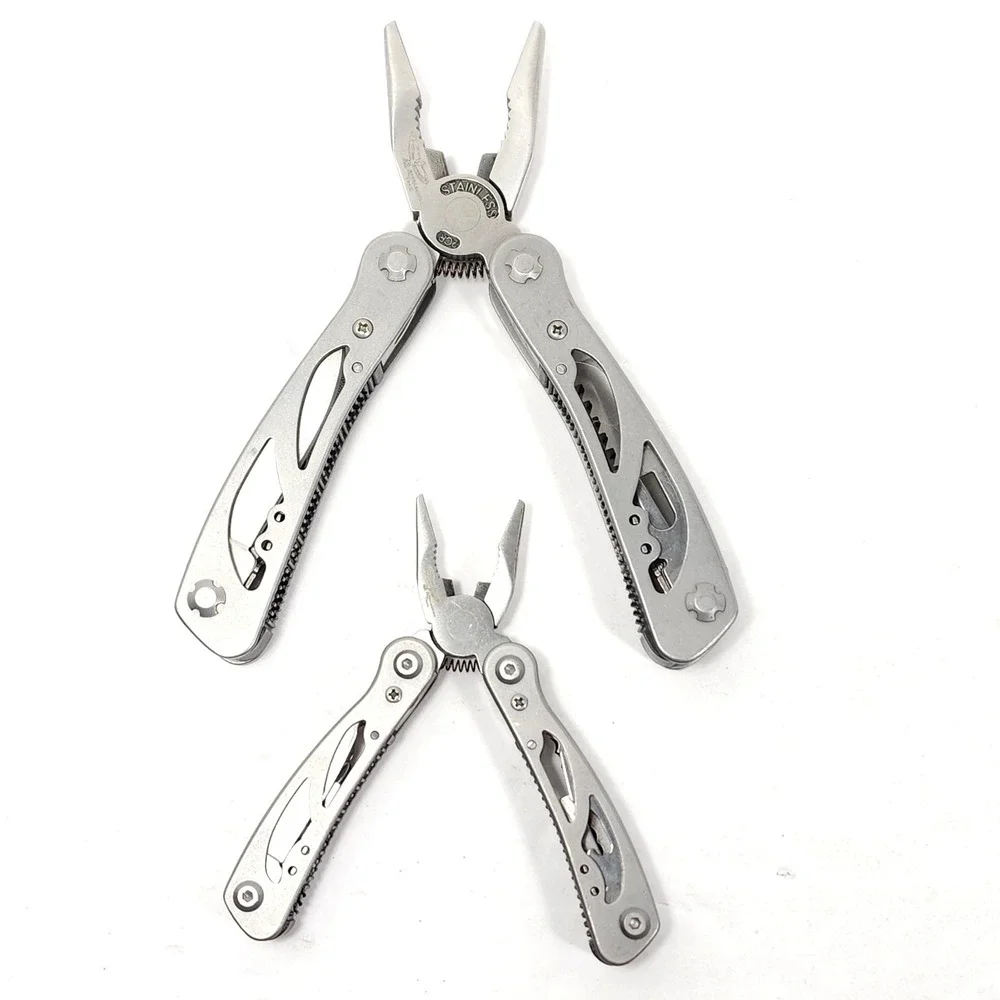 LOT of 2 Stanley 2CR Multi Tool Pliers Knife Saw Screwdriver File, Stainless